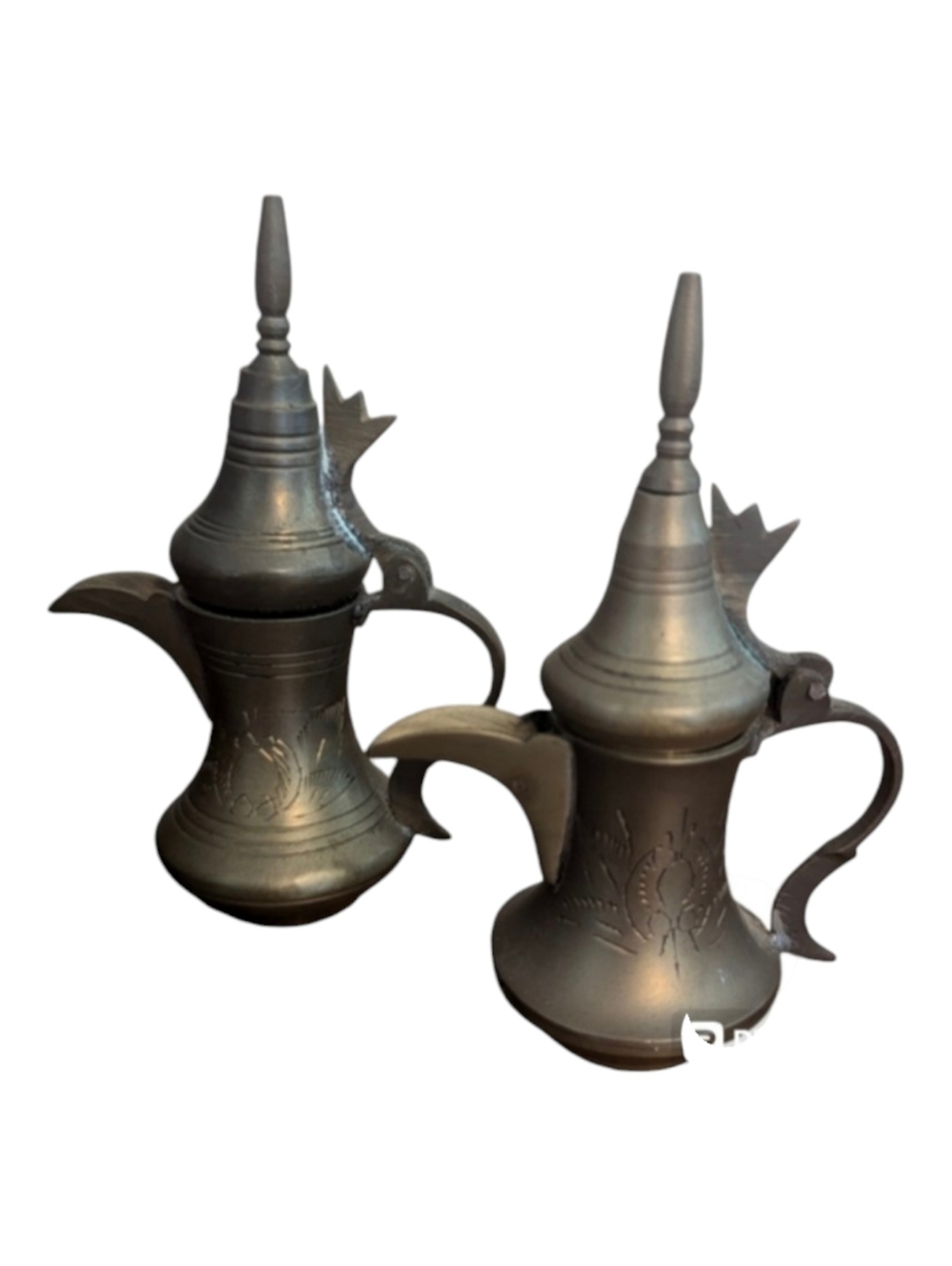 ANT/VTG 2 Mini Middle Eastern Islamic Turkish Brass Ibrik Dallah Coffee Pot 5"